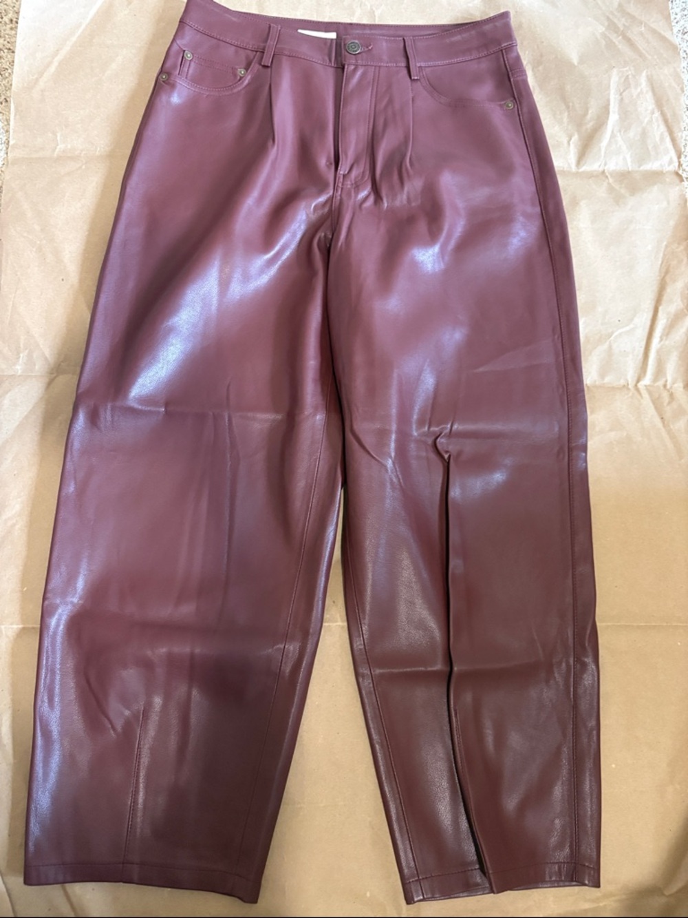 Anthropologie Pilcro Barrel Faux Leather Cropped Pants - size 28